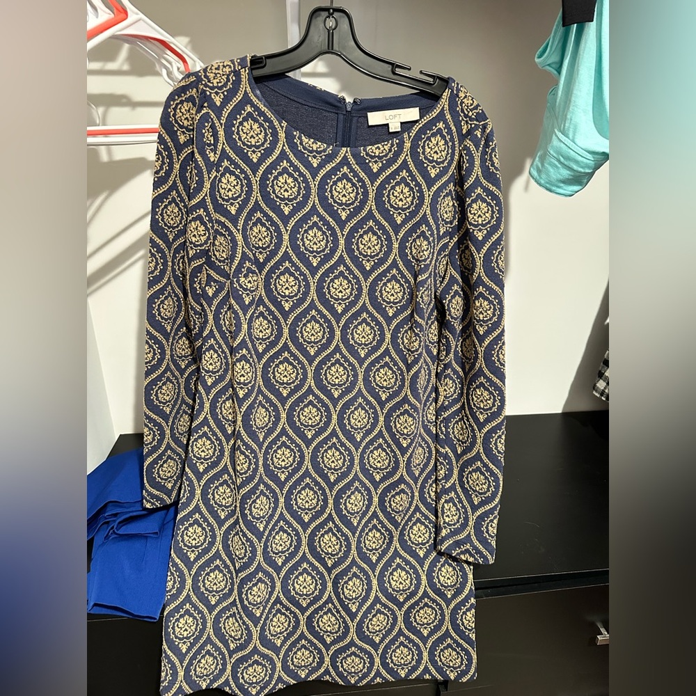 Loft blue and gold dress- Size 8